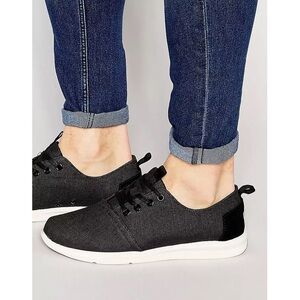 TOMS • Del Rey Sneaker canvas burlap low top lace up charcoal grey black